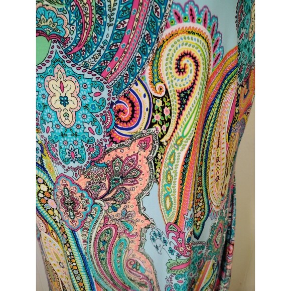 Tommy Hilfiger Vibrant Multicolor Paisley Print Sleeveless Shift Dress Size 16 - Picture 3 of 10